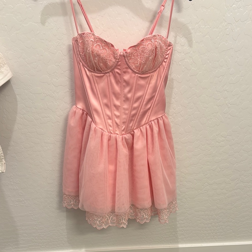 Dolls Kill Pink Lace Chemise